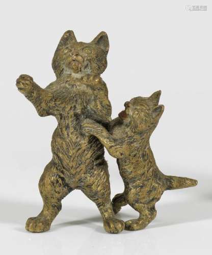 Katzengruppe Wiener Bronze. Darstellung eines Kätz…