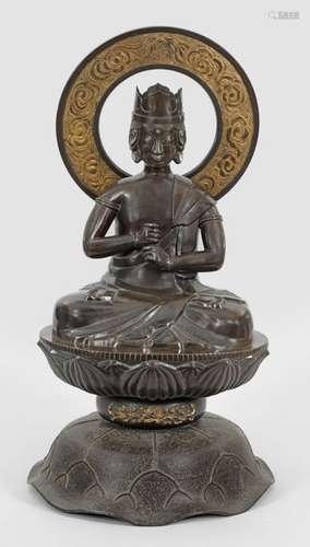 Monumentale Buddha Figur Bronze, dunkel patiniert.…