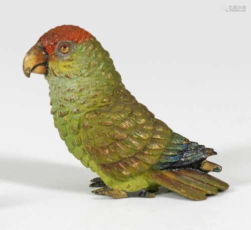 Kleiner Papagei Wiener Bronze, farbig bemalt. Natu…