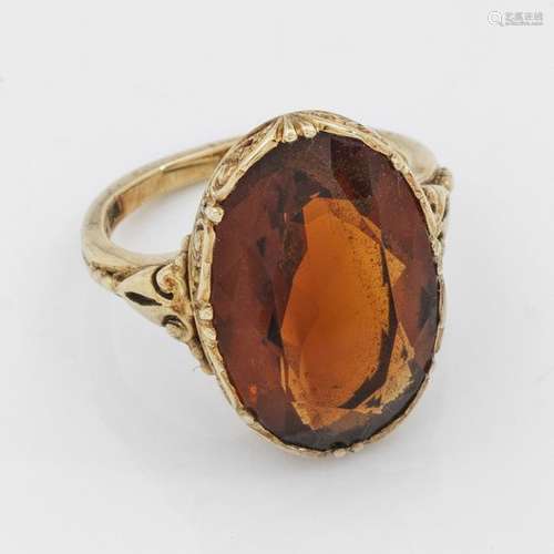 Feiner Madeira Citrinring Gelbgold, gest. 585. Zen…