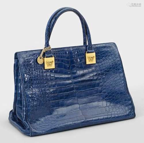 Vintage Handtasche von Gianni Versace Royalblau ge…