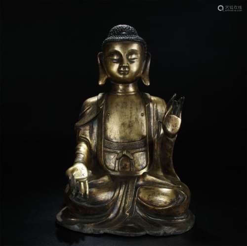 Antique gilt bronze figure of Sakyamuni