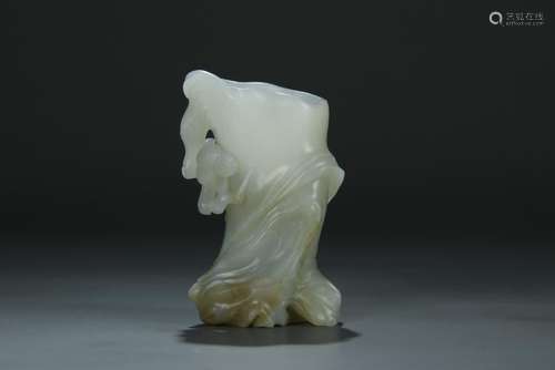 18/19th C. white jade carved small vase bottle