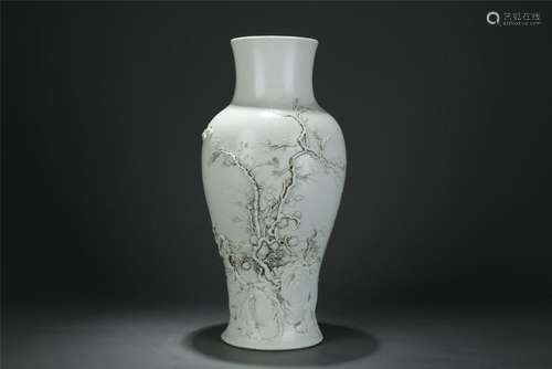 19/20th C. biscuit white glazed vase, marked