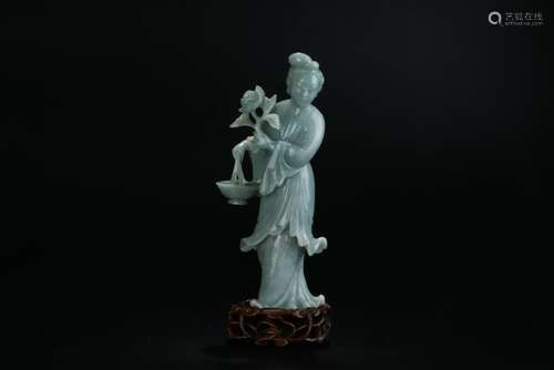 Mid 20th C. jadeite carved lady figure