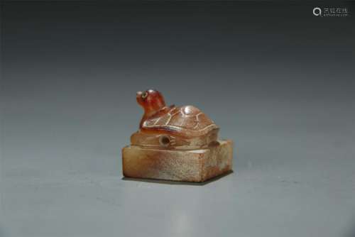 Antique jade carved seal, turtle