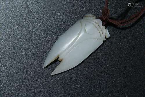 19th C. white jade carved cicada figure