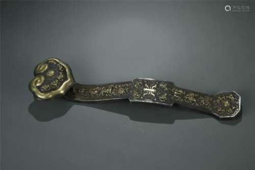 Old gilt silver Ruyi scepter