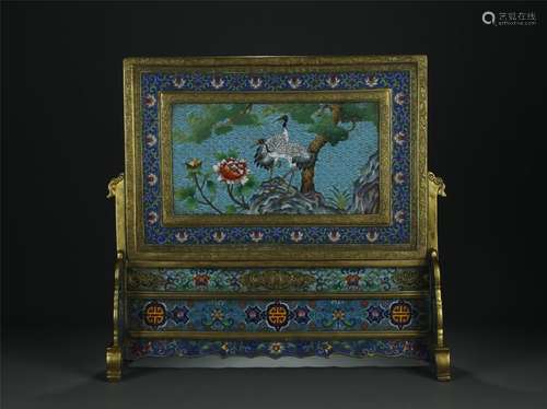 19/20th C. rare large gilt bronze cloisonne table