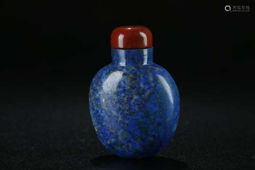 An old lapis lazuli stone carved snuff bottle