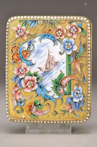 cigarette case, Moscow, around 1908, silver, 84 woman's