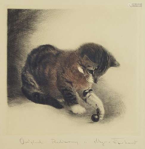 Kurt Meyer Eberhardt, 1895-1977, 2 etchings, kitten