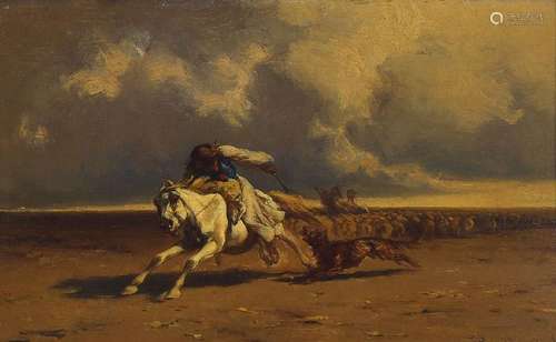 Johann Gualbert Raffalt, 1836-1965, rider repels a