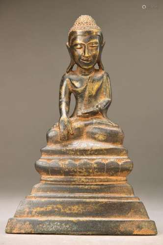 Buddha, Thailand, 19.th c., Bronze, brown aeruginous