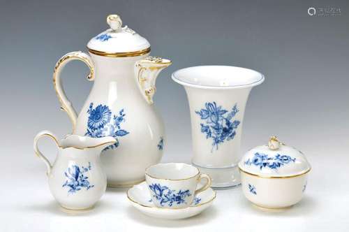 Mocha set, Meissen, 1960s, 2. choice, blue floral