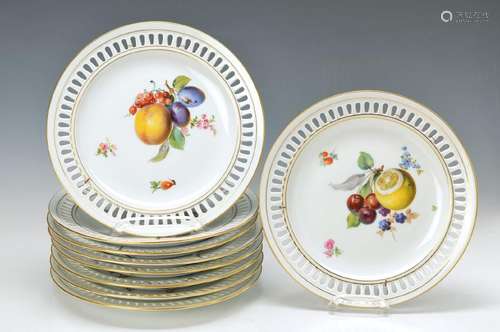 10 fruit plates, Meissen, mostly around 1924- 33