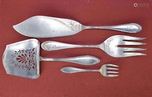 4 parts serving cutlery, cook & Bergfeld, around 1900