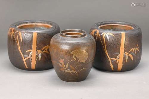 three vessels, China, around 1900/1910, bamboo with