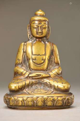 Buddha, China, 20th c., Bronze, casted and engraved