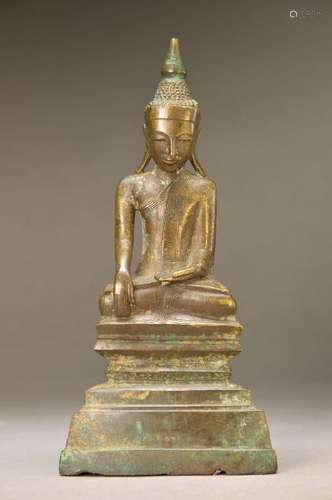 Buddha, Thailand, around 1900, Bronze, remainsgold