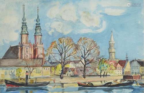 Unidentified artist, dated (19) 43, At the Oder in