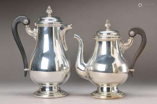 two pots, Christofle, Paris, 20th c., 120 silver