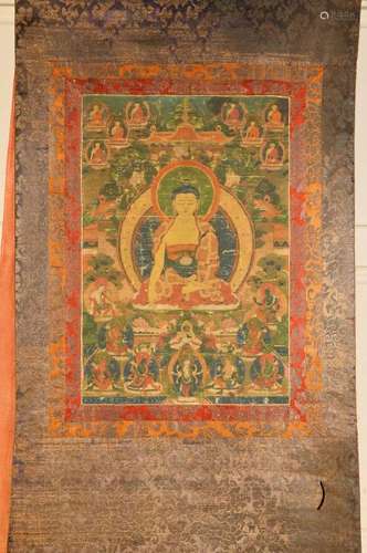 Thangka, China, 19.th c., Tempera on silk