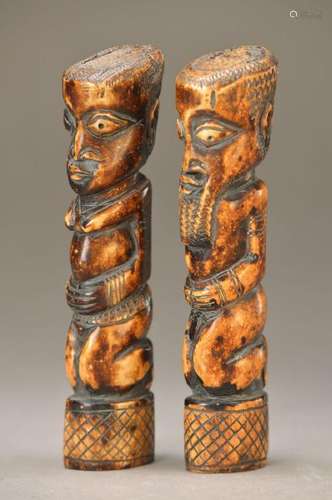 couple of ancestor sculptures, Bambara, bone, carved,