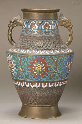 vase, Japan, around 1880/90, Bronze, partiallycolorful