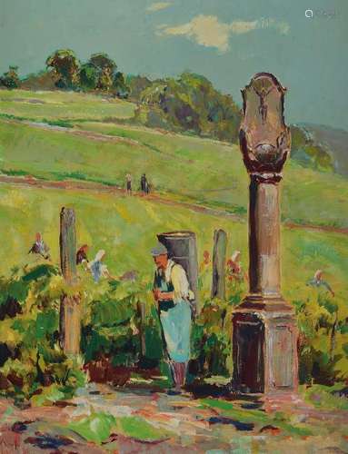 Karl Graf, 1902-1986 Speyer, At the grape harvest, oil