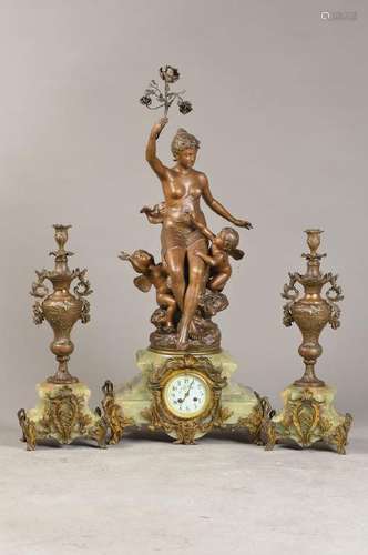 Large Pendulum with figure crest and two side pieces in