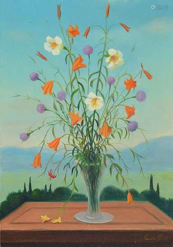 André Quellier, 1925-2010, still life with bouquet in