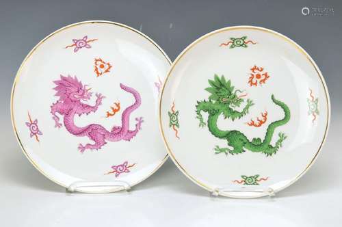 2 plates, Meissen, 20th c., 2. choice, decor Ming