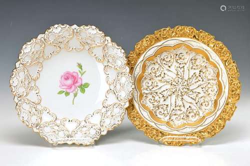 two pompous plates, Meissen, 2. H. 19 Jh. respectively