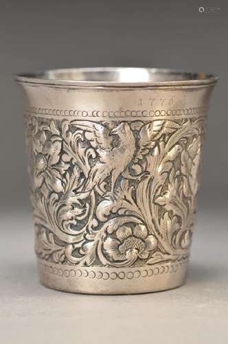 Large silver cup, probably German, around 1770-75