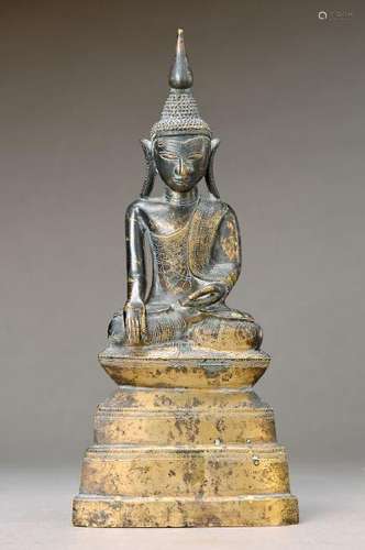 Buddha, Burmese, 20th c., bronze cast,