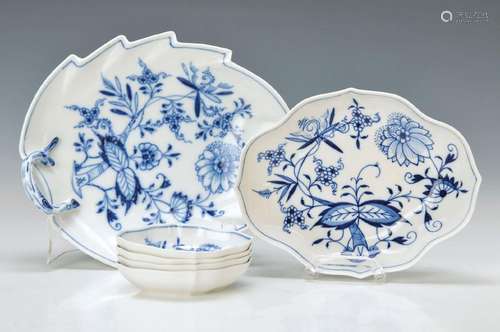 6 parts of Blue Onion Pattern, Meissen, 20th c., leaf