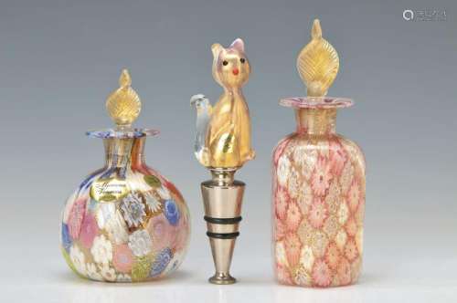 couple of Flacons and one bottle closure, Murano