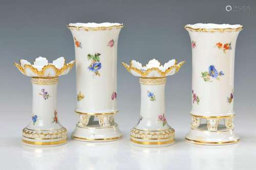 two vases and two Candlesticks, Meissen, candlestick