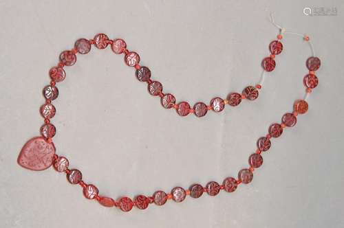 necklace, Iran, approx. 60 years old, red glass beads