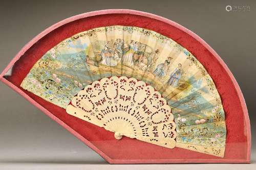 fan, France, around 1870, bone carving and fretwork