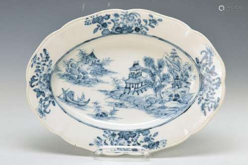 Oval platter, Frankenthal, 1791, blue paintingof