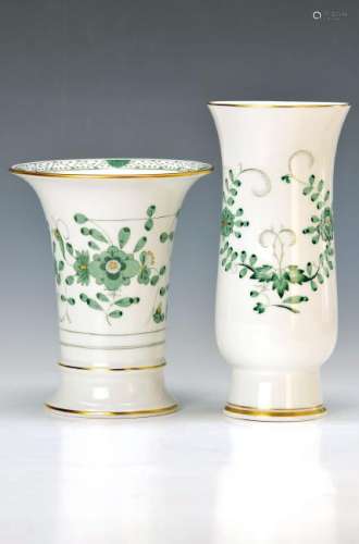 2 vases, Meissen, 20th c., one of 2. choice, decor