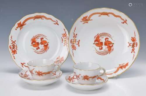 coffee set, Meissen, 20th c., decor red dragongold