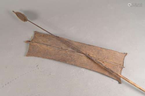 spear and buckler, Massai, 1930s, leather and iron,