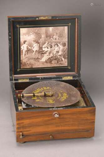 Polyphonic, around 1900, walnut veneer housing