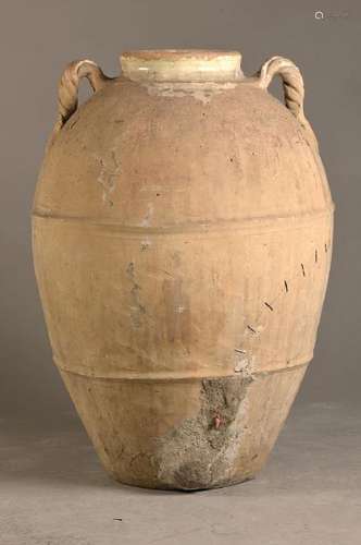 Large storing vessel, Italy, around 1900, baked clay