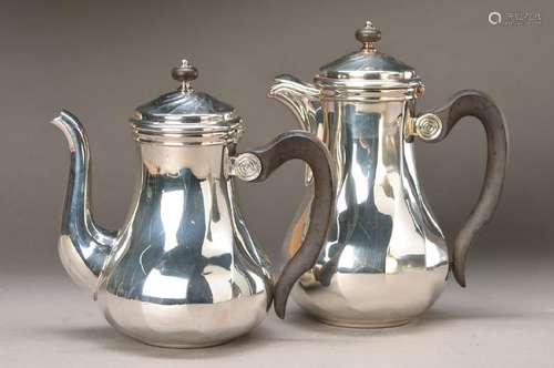 two pots, Christofle, Paris, 20th c., 120 silver