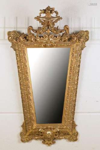 Large Mirror, probably France, around 1870, with stucco