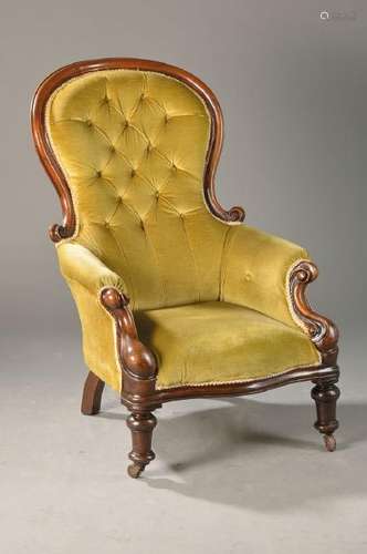 chair, France, around 1860, walnut massive, elaborately